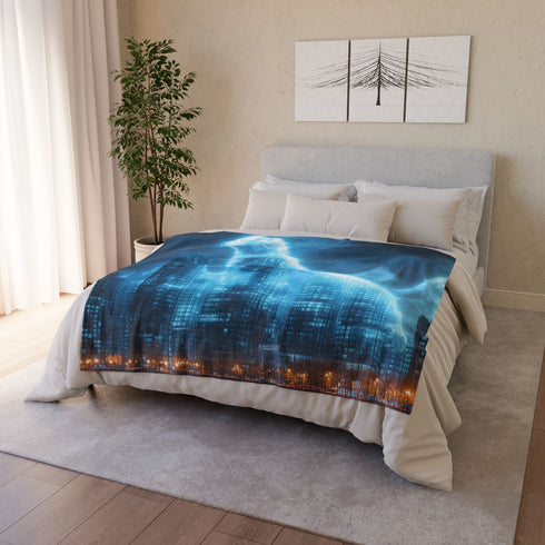City Skyline Shaped Like Animal Spirits Plush Fleece Throw Blanket