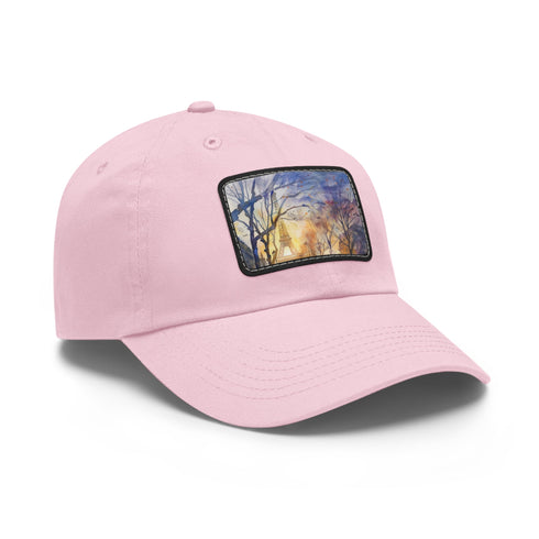 Eiffel Tower watercolor baseball cap with Parisian charm and vibrant design.