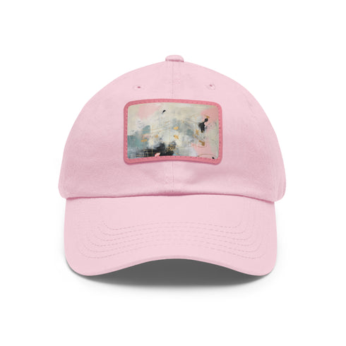 Golden mint abstract cotton baseball cap with white/light brown rectangle patch.