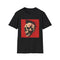 Charcoal T-shirt with punk rock skull and rebellious symbols graphic