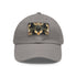 Sleek white baseball cap with Jackalope pattern and light brown patch.
