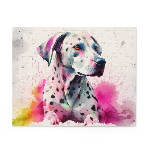 Playful Dalmatian trio jigsaw puzzle for dog lovers.