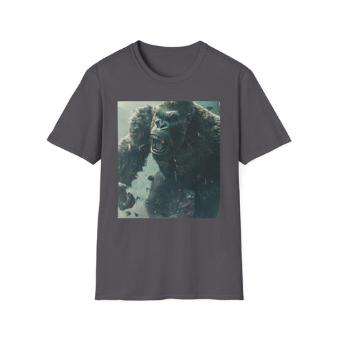 Primal Majesty King Kong T-shirt in Charcoal, Size S. Organic Cotton.