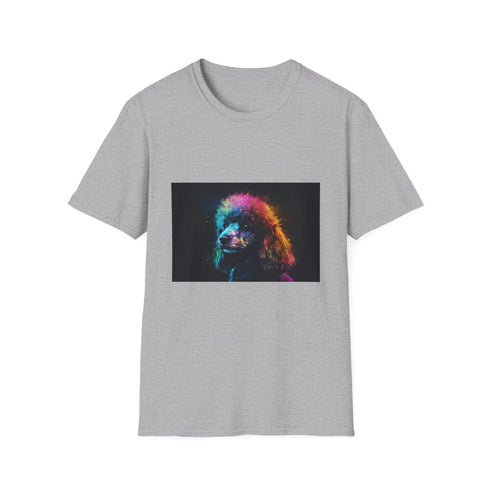 Watercolor Poodle Playtime T Shirt in Charcoal for Summer Fun