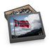 Norway Flag Jigsaw Puzzle with Nordic Landscape and Red, White, Blue Colors