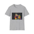 Vibrant charcoal cotton T-shirt with watercolor neon football artistry