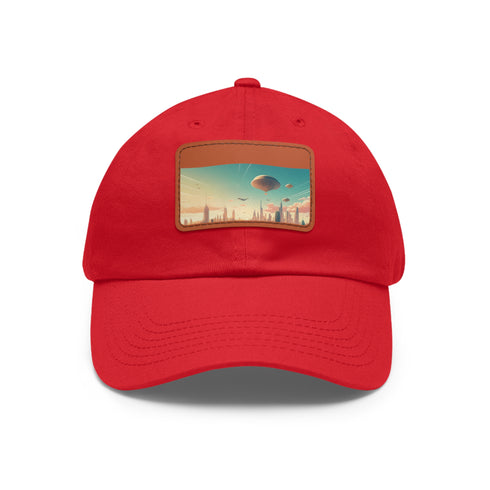 Future Skies Cap: White with Light Brown Rectangle Skyline Patch Hat