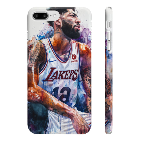 Glossy basketball-inspired phone case in watercolor design for iPhone 7/8 Plus.