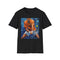 Charcoal cotton crew neck T-shirt with vibrant Djokovic portrait print