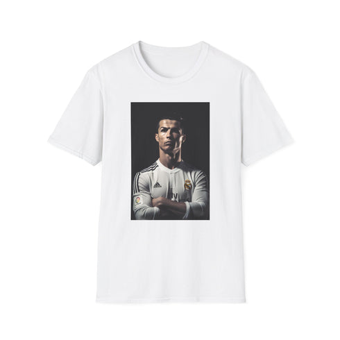 Charcoal cotton crew neck t-shirt featuring dynamic Cristiano Ronaldo graphic
