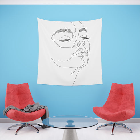 Modern Minimalist Abstract Portrait Tapestry | High-Quality Wall Art Gift | 34 x 40 or 57 x 57 Inches