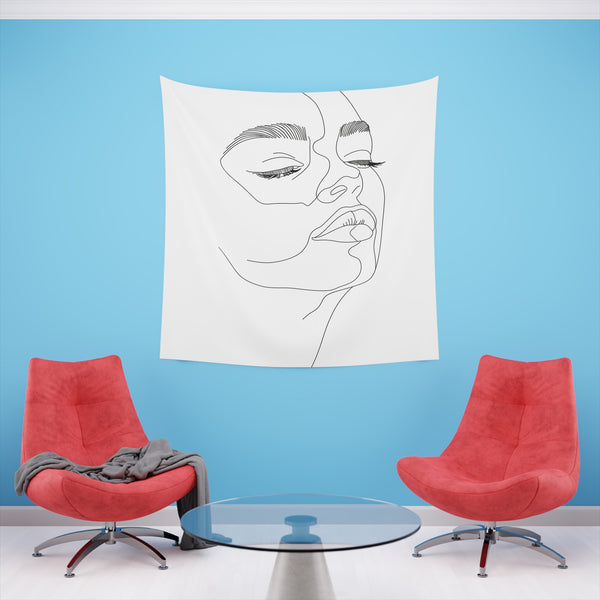 Modern Minimalist Abstract Portrait Tapestry | High-Quality Wall Art Gift | 34 x 40 or 57 x 57 Inches