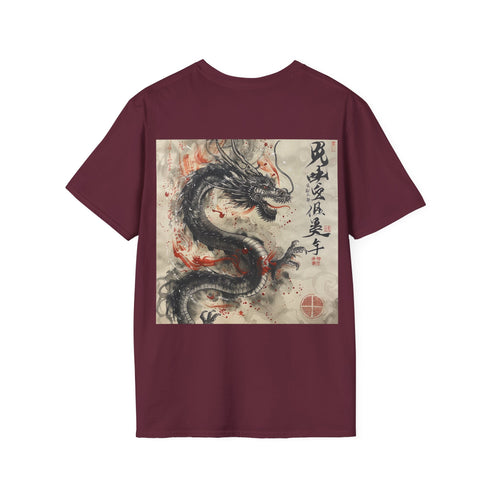 Japanese dragon art t-shirt in Charcoal - Cotton - Crew neck.