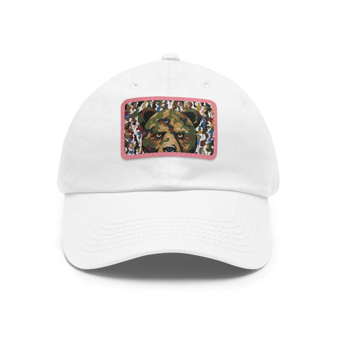 Bape camo baseball cap with Murakami artwork in white and light brown.