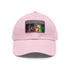 Neon watercolor splatter baseball cap with light brown rectangle patch.