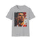 Charcoal crew neck cotton T-shirt with dynamic watercolor of Ronaldo