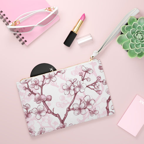 Cherry Blossom Vegan Clutch Bag, All Over Print, Made in USA