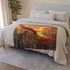 Digital Phoenix in Urban Skyline Plush Fleece Throw Blanket