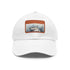 Ocean Predator Snapback Cap in White with Light Brown Patch.