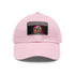 Neon Trump watercolor cap with white/light brown patch, unisex vegan.