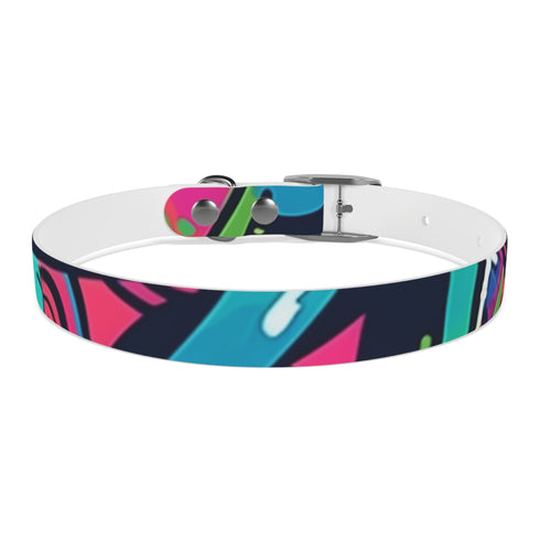 Neon Urban Graffiti Dog Collar in M Black Onyx seamless pattern.
