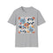 Vibrant charcoal t-shirt with colorful floral pattern in soft cotton fabric