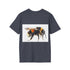 Charcoal cotton tee with vibrant watercolor bumblebee design