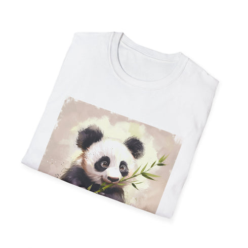 Charcoal bamboo print T-shirt featuring panda graphic soft cotton crew neck design