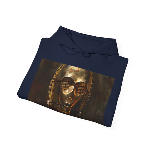 Navy Star Wars C-3PO Hoodie with intricate protocol droid design.