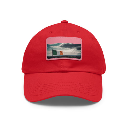 Emerald Isle Pride Baseball Cap in White with Light Brown Rectangle Patch