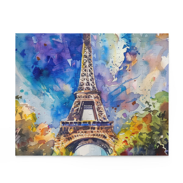 Eiffel Tower watercolor jigsaw puzzle, 120 pieces, for relaxing fun.