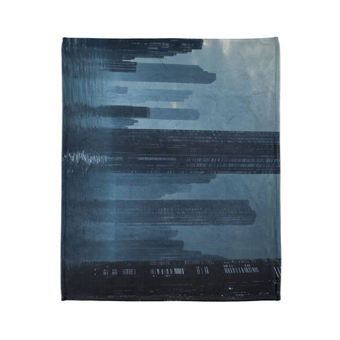 Data Towers Rising from Dark Sea Plush Fleece Throw Blanket