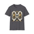Charcoal geometric art deco pattern t-shirt with crew neck and regular fit