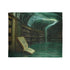 Floating Library under Time Vortex — Plush Fleece Throw Blanket — Draped Over Sofa & Bed Lifestyle View
