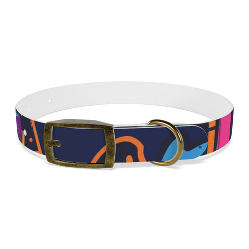 Neon graffiti dog collar: vibrant urban style statement for trendy pups.