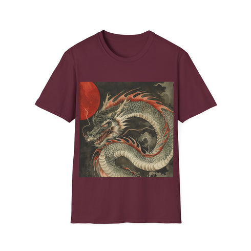 Legendary Japanese Dragon TShirt in Charcoal, size S. Cotton with fierce design.