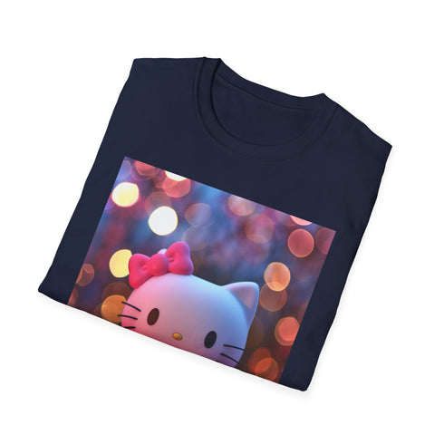 Soft charcoal Hello Kitty T-shirt featuring a whimsical enchanted forest design