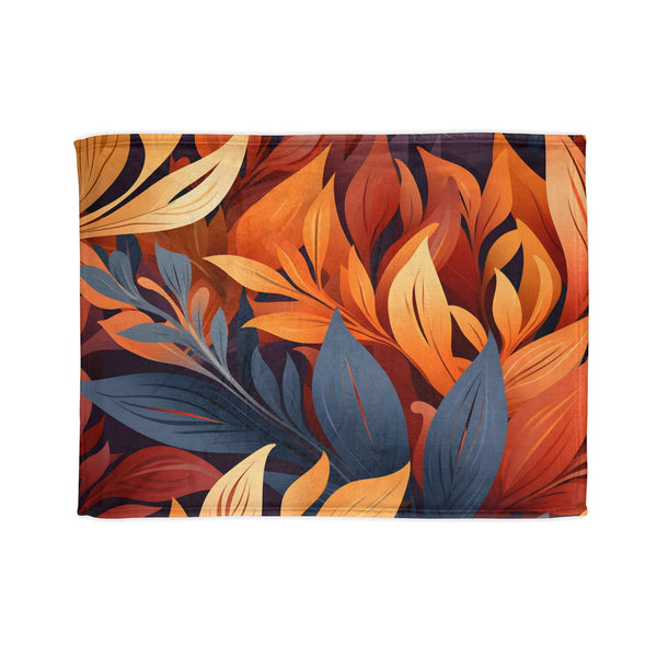 Autumn Foliage & Wildflowers Botanical Plush Fleece Throw Blanket - View 1 | Prints With Passion