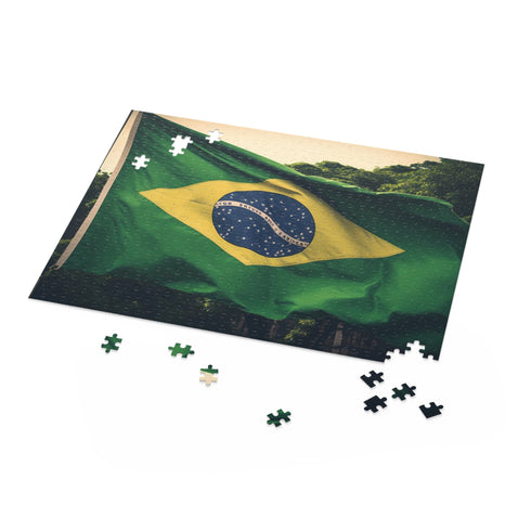 Brazil Flag Jigsaw Puzzle vibrant colors, perfect for travelers and geography enthusiasts