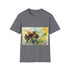 Watercolor bumblebee tee in charcoal, regular fit, nature-inspired design.