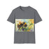 Vibrant watercolor bumblebee tee in charcoal cotton crew neck regular fit