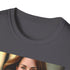 Charcoal cotton T-shirt featuring graceful Kate Middleton design in elegant brushstrokes