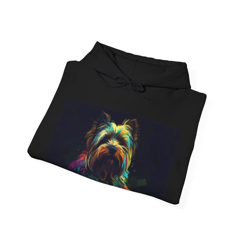 Yorkie Furry Friend Navy Hoodie with Watercolor Yorkshire Terrier Graphic