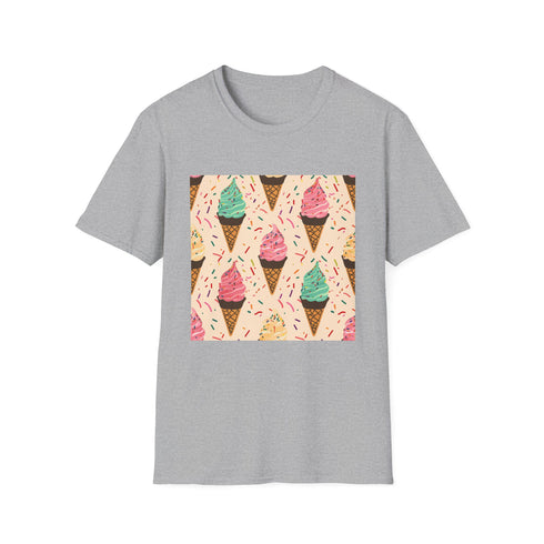 Sweet Indulgence Charcoal T-Shirt with Ice Cream Cone Sprinkles Pattern