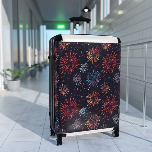 Sparkling Suitcase: Festive Fireworks Pattern