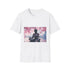 Cyber Zen Robot Monk Cherry Blossom Graphic Unisex Softstyle T-Shirt - Front Hero View | Prints With Passion