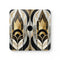 Abstract art deco square corkwood coasters with stunning patterns.