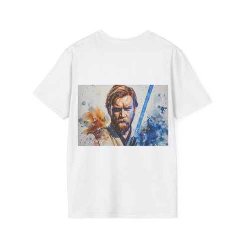 Blue lightsaber graphic tee in charcoal, men's summer wardrobe essential.