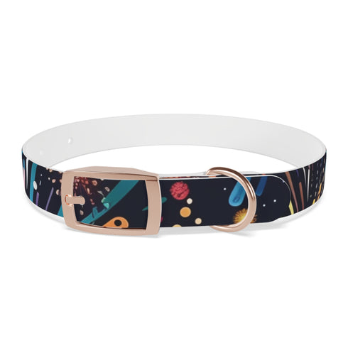 Festive Fireworks Dog Collar in Vibrant Black Onyx for MEDIUM Dogs