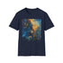 Charcoal crew neck cotton t-shirt with galaxy painting design